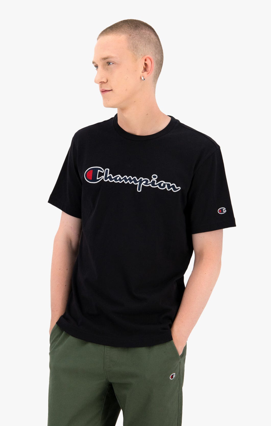 Champion T-Shirt mit Logo Schriftzug uscar-world – Schwarz 216473