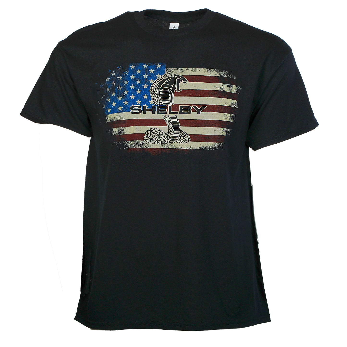 Shelby T-Shirt Shelby Super Snake Logo mit US Flag Schwarz