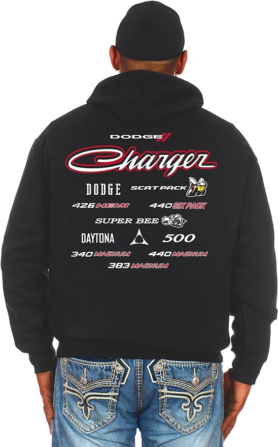 Dodge Charger Kapuzenjacke Sweatjacke mit Dodge Charger Logo Collage Schwarz