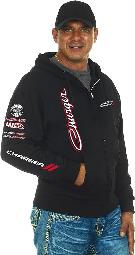 Dodge Charger Kapuzenjacke Sweatjacke mit Dodge Charger Logo Collage Schwarz