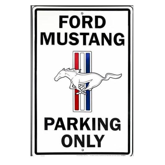 Ford Mustang Blechschild Mustang Parking Only Weiß