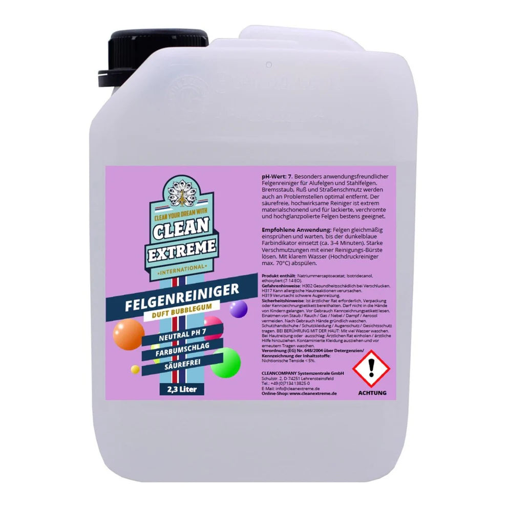 CLEANEXTREME Felgenreiniger P redblue BUBBLEGUM Säurefrei pH-neutral mit Farbumschlag 2,3 Liter (Alufelgenreiniger)