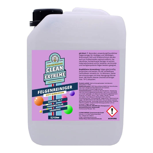 CLEANEXTREME Felgenreiniger P redblue BUBBLEGUM Säurefrei pH-neutral mit Farbumschlag 2,3 Liter (Alufelgenreiniger)