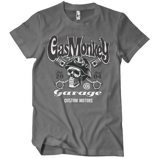 Gas Monkey Garage Custom Motors Skull T-Shirt Dunkelgrau