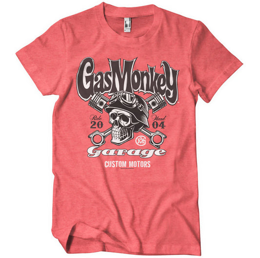 Gas Monkey Garage Custom Motors Skull T-Shirt Red Heather