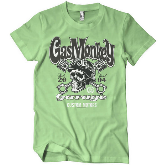 Gas Monkey Garage Custom Motors Skull T-Shirt Mint Green