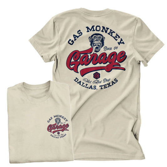 Gas Monkey Garage Hot Rod Shop Logo T-Shirt Khaki