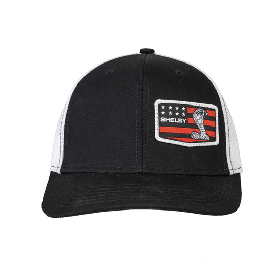 Shelby Trucker Cap Stars and Stripes Super Snake Logo Schwarz