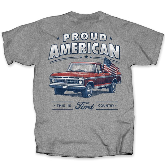 Ford T-Shirt Ford Trucks Proud American Truck Grau