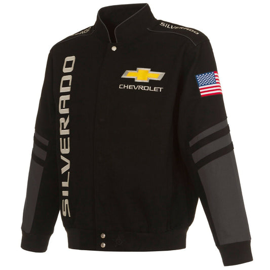 Chevrolet Silveradp Jacke Bestickt mit Chevy Bowtie & Silverado Logo Schwarz