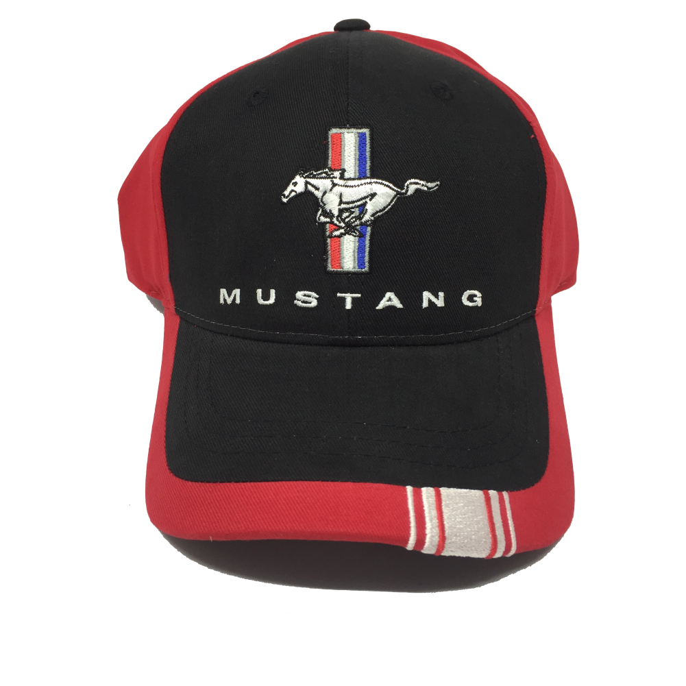 Ford Mustang Tribar Mustang Tribar Schwarz/Rot Logo Basecap – uscar-world